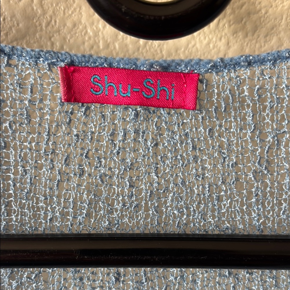 Powder Blue Open-Front Cardigan Sweater - Picture 3 of 4